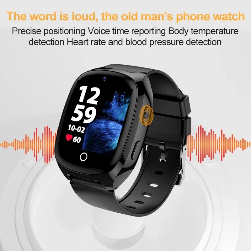 4G Elderly Tracker Smart watch D300 Body Temperature Heart Rate Blood Pressure GPS Location Tracking Phone Watch for Old People