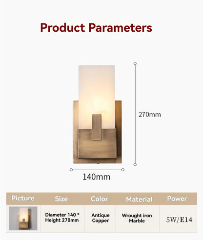 Natural Marble Wall Lamp Minimalist Living Room Bedroom TV Background Wall Light Entrance Hallway American Style Bedside Lamps