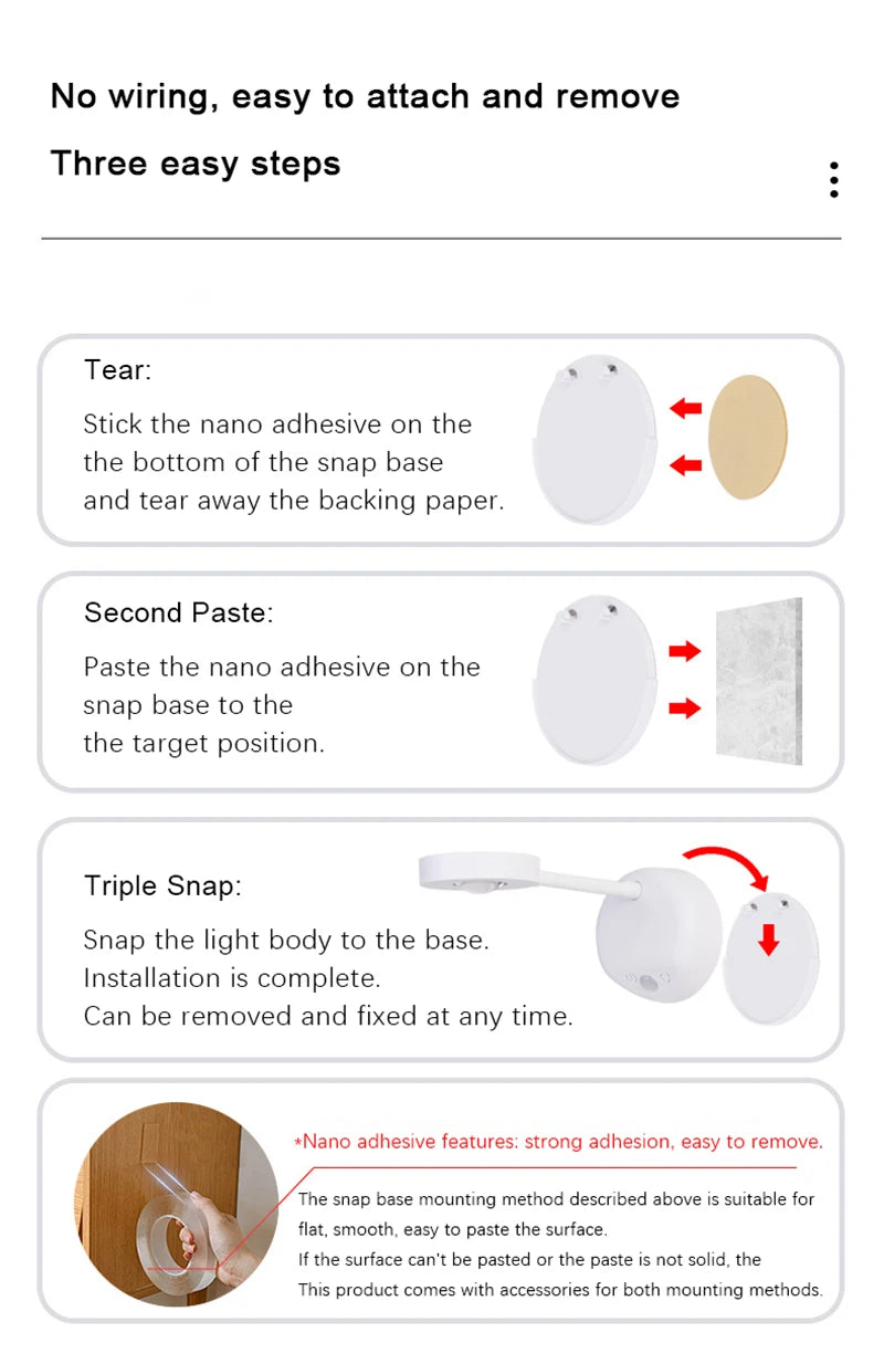 LED Wall Lamp USB Charging Wirelessly Dimmable Motion Sensor Living Room Bedroom Bedside Decoration Spotlights Night Wall Light