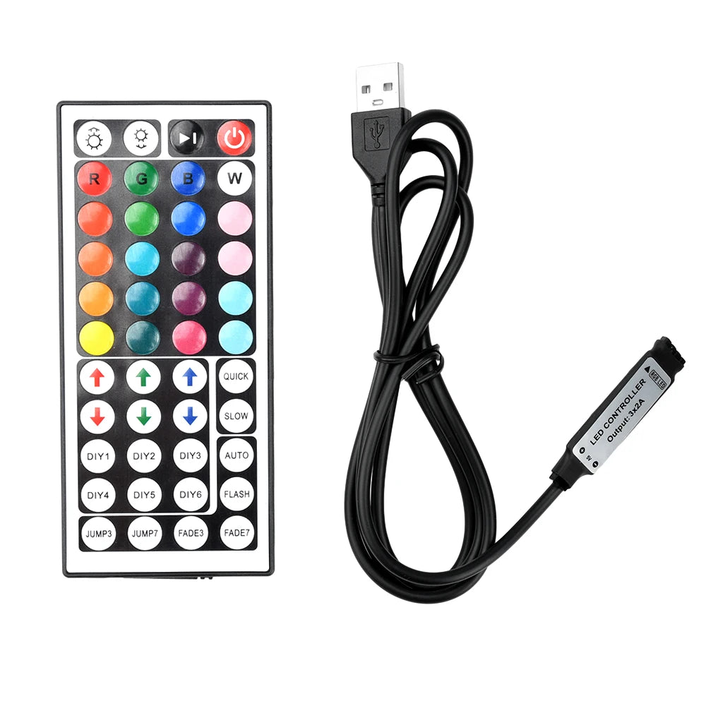 Led Controller 44 Keys LED IR RGB Controler IR Remote Dimmer USB 5V/DC 5-24V For RGB 3528 5050 LED Strip Lights