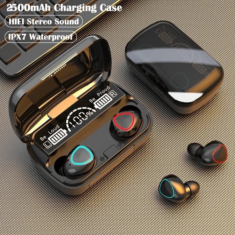 M10 TWS Wireless Earbuds: Sports Waterproof Design, Bluetooth Connection, 9D Stereo Sound + Charging Box &amp; Microphone
