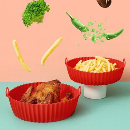 Air Fryer Silicone Liners Air Fryer Silicone Pot Reusable Silicone Air Fryer Liners Food Safe Non Stick Air-Fryer Accessories