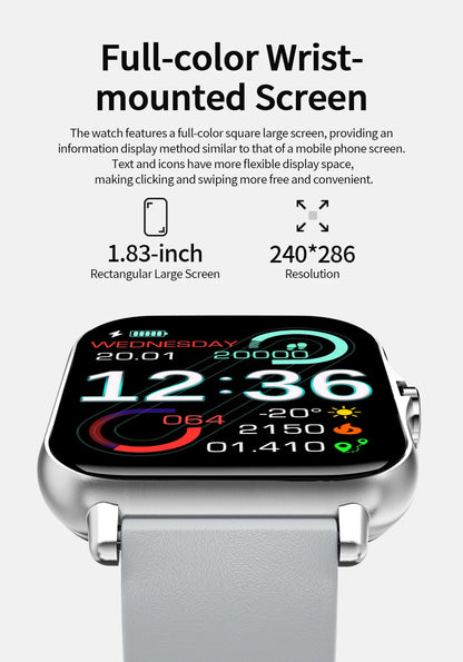 2025 New Smartwatch 1.83‘‘HD Screen with Wireless Call Sport Fitness Tracker Music Control Sedentary Reminder for Men Women Gift