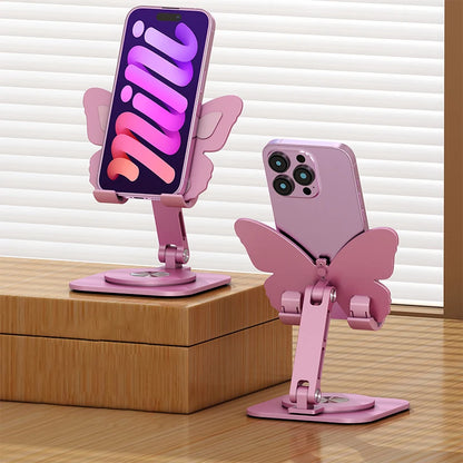 Aluminum Alloy Mobile Phone Holders Butterfly 360 Degree Rotating Mobile Phone Stand Foldable Adjustable Tablet Stand