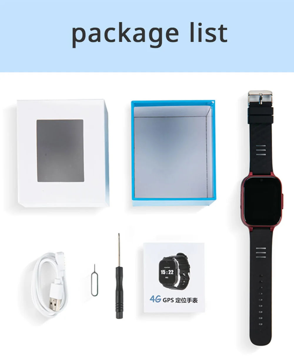 Newest 4G Smart GPS Watch Tracker Elderly Fall-down Alert SOS Emergency Alram Two-way Video Call HR &amp; BP Body Temp. Blood Oxygen