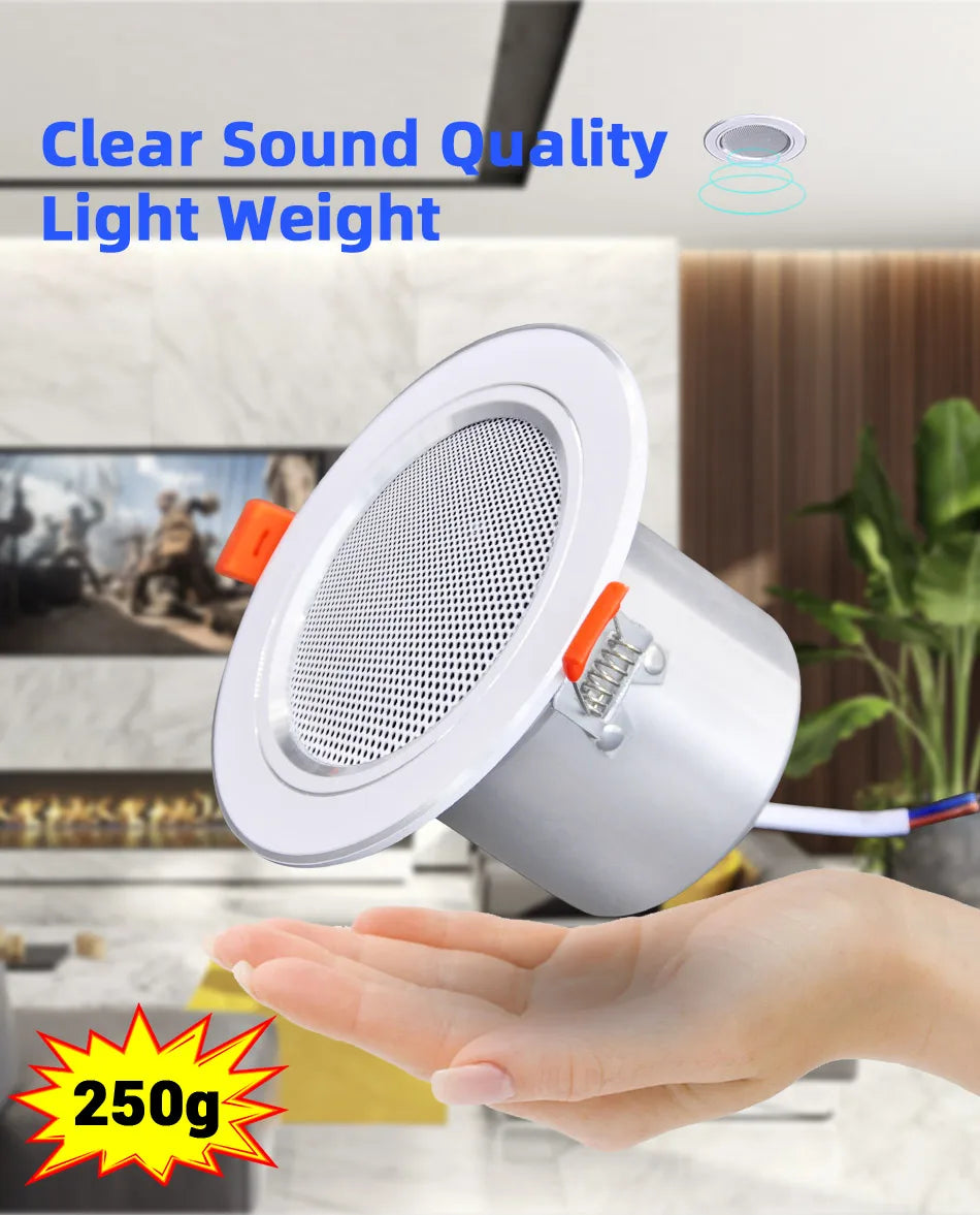 Mini Ceiling Speaker 12W HiFi Stereo Loudspeaker Home Theater Sound System Public Address Background Audio Bathroom Restaurant