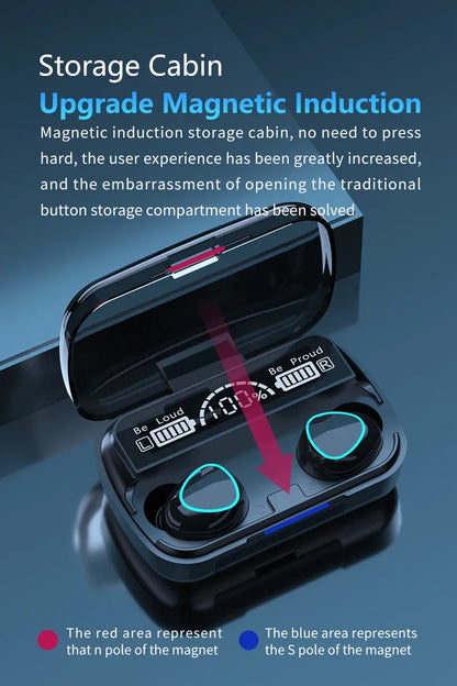 M10 TWS Wireless Earbuds: Sports Waterproof Design, Bluetooth Connection, 9D Stereo Sound + Charging Box &amp; Microphone