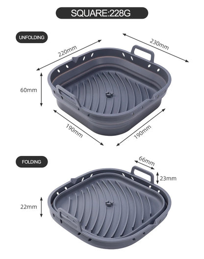 Silicone Air Fryer Liners Square Reusable Silicone Basket Easy to Clean Air Fryers Pot for 5.8 to 8 Qt Air Fryer Baking Tray