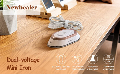 Mini Travel Iron for Clothes Portable Handle Electric Ironing Machine Fast Heating 30s Dry Wet Irons Garment Household Tools
