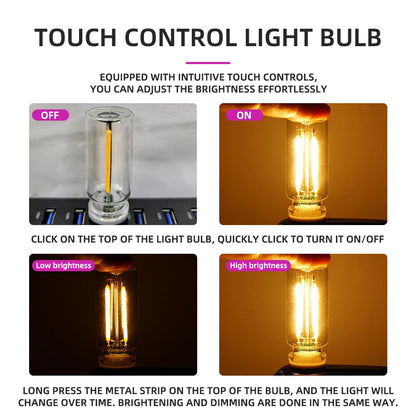 USB Night Light Touch Dimming LED Incandescent Filament Light Bulb Car Interior Lighting Atmosphere Lamp for Party Room Car