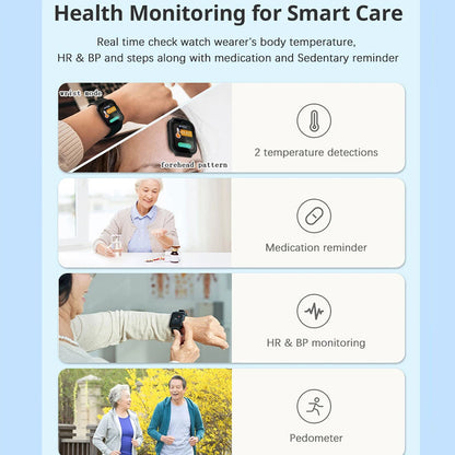 Newest 4G Smart GPS Watch Tracker Elderly Fall-down Alert SOS Emergency Alram Two-way Video Call HR &amp; BP Body Temp. Blood Oxygen