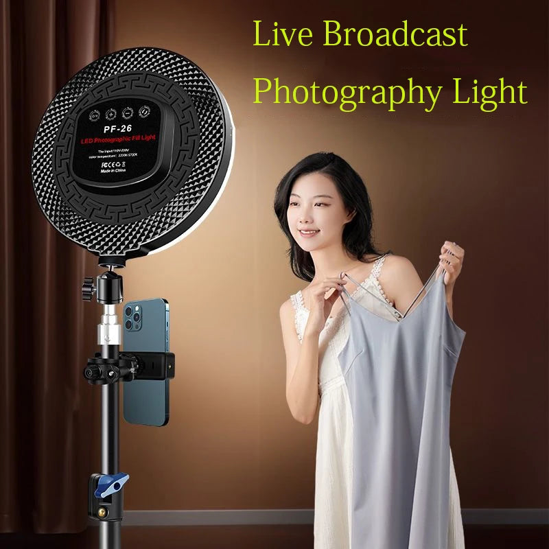 LED Photo Studio Light Video Lighting Recording Photography Panel Lamp &amp; Tripod Stand Remote For Youbute Game Live Phone Holder