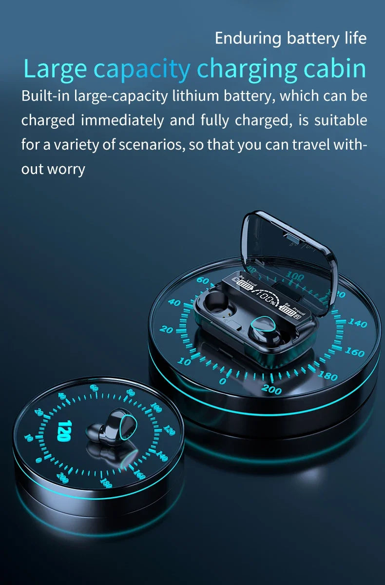 M10 TWS Wireless Earbuds: Sports Waterproof Design, Bluetooth Connection, 9D Stereo Sound + Charging Box &amp; Microphone