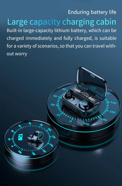 M10 TWS Wireless Earbuds: Sports Waterproof Design, Bluetooth Connection, 9D Stereo Sound + Charging Box &amp; Microphone