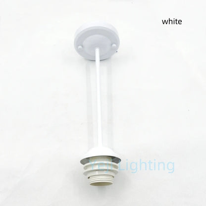E27 Socket Lamp Holder with Ceiling Plate Ceiling Canopy Metal Rod Iron Ceiling Rose with Rod Lamp Base for LED Chandelier DIY