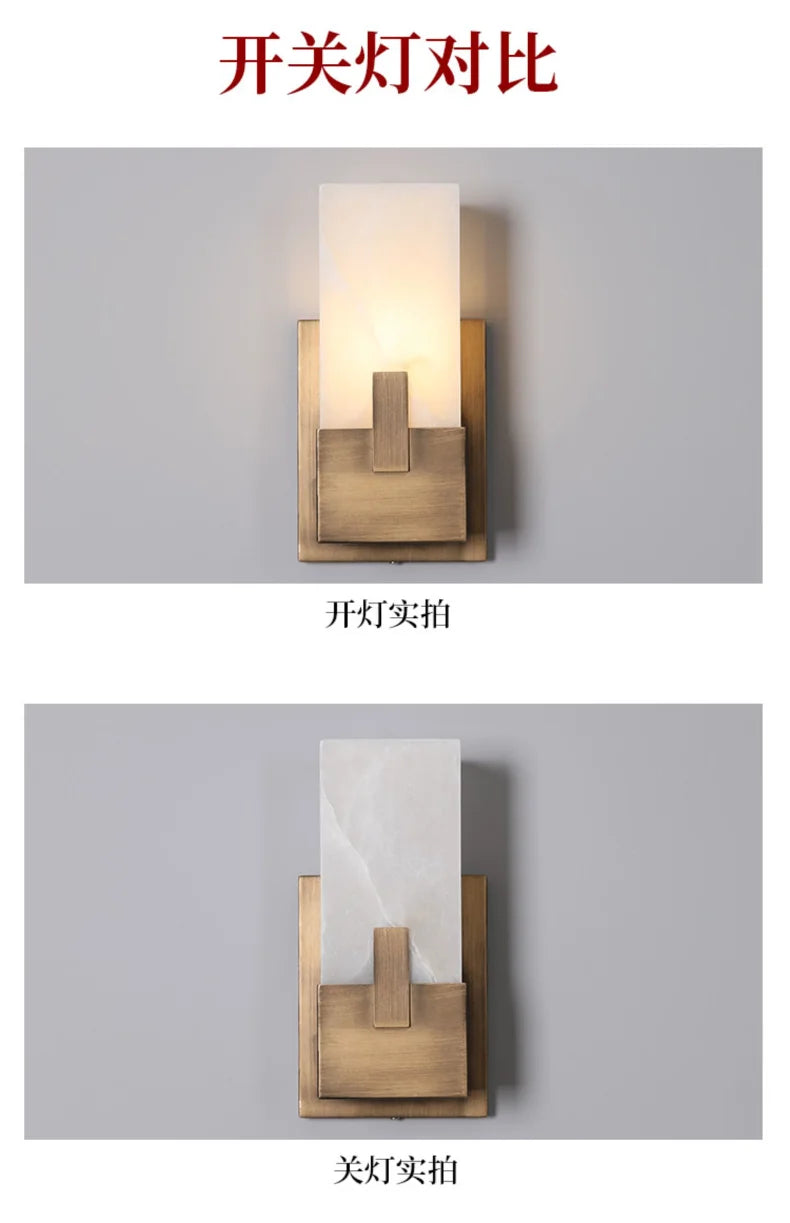 Natural Marble Wall Lamp Minimalist Living Room Bedroom TV Background Wall Light Entrance Hallway American Style Bedside Lamps