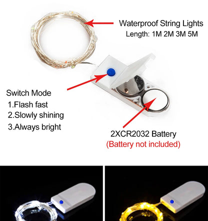 3 Modes 1M 2M 3M 5M Led Fairy Lights Copper Wire String Holiday Outdoor Lamp Garland For Christmas Tree Wedding Party Decoration