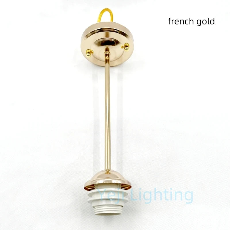 E27 Socket Lamp Holder with Ceiling Plate Ceiling Canopy Metal Rod Iron Ceiling Rose with Rod Lamp Base for LED Chandelier DIY