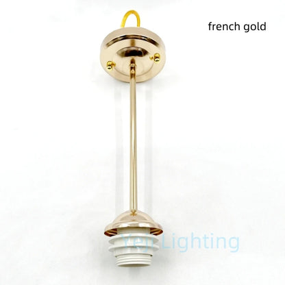 E27 Socket Lamp Holder with Ceiling Plate Ceiling Canopy Metal Rod Iron Ceiling Rose with Rod Lamp Base for LED Chandelier DIY