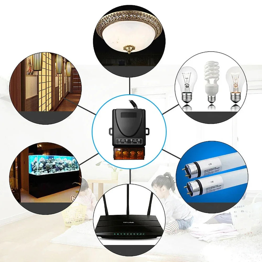 AC 110V 220V 30A Relay Wireless Remote Control Switch System RF 433Mhz Transmitter On Off for Water Heaters Ceiling LED Lamp