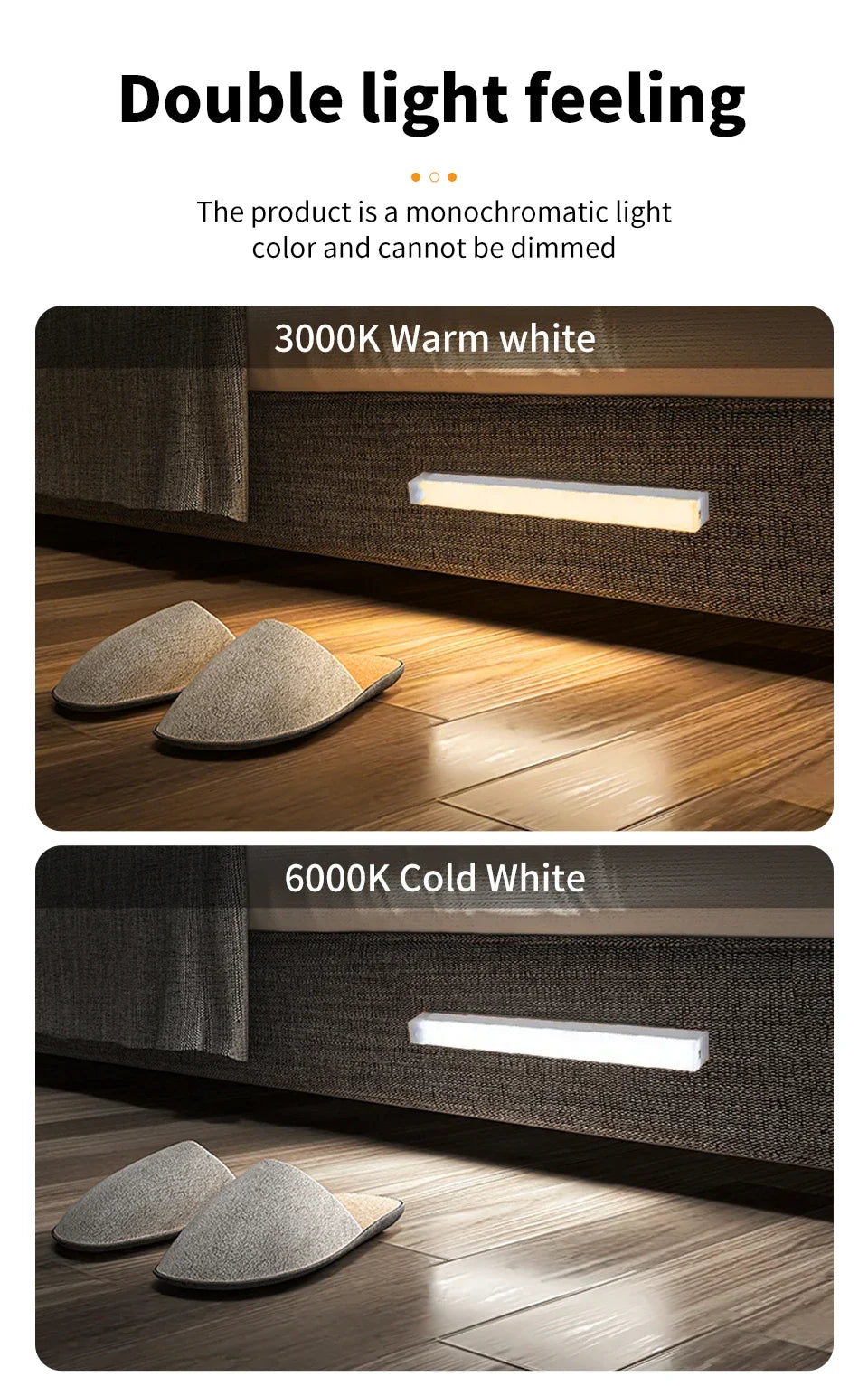Motion Sensor Light Wireless Rechargeable LED Night Light Wardrobe Closet Cabinet Lamp Staircase Kitchen Backlight 10/20/30/50cm