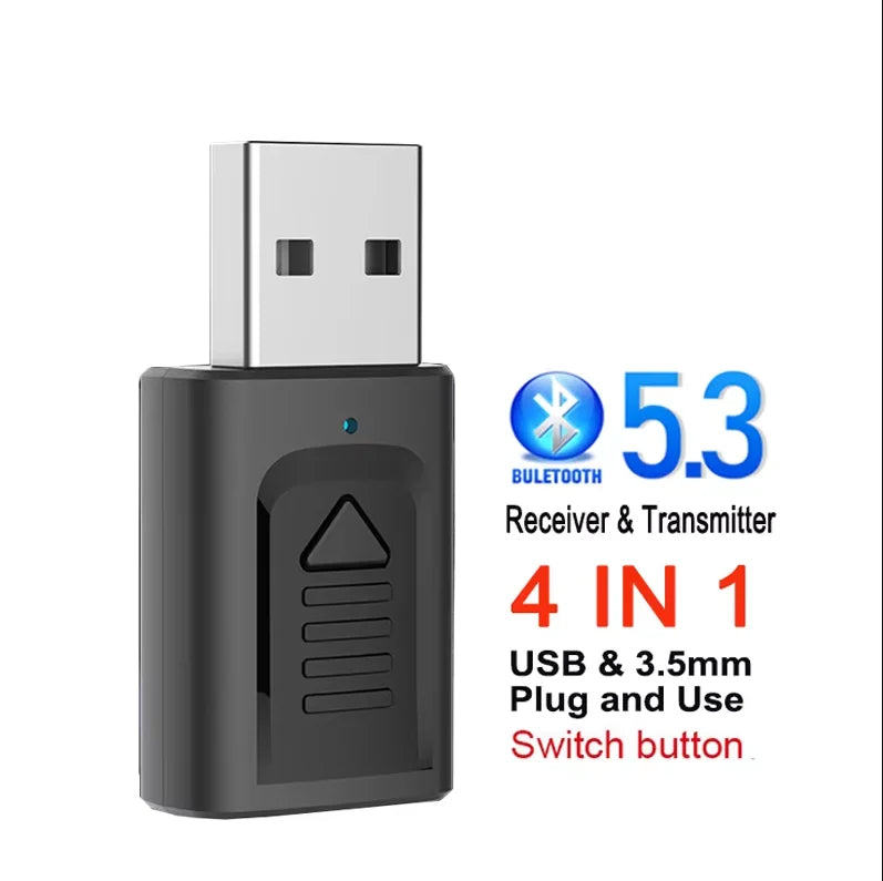 USB &amp; 3.5mm AUX Bluetooth 5.3 Dongle Audio Receiver Transmitter Music Adapter For PC Mp3 Speaker TV Wireless Earphone Car Radio