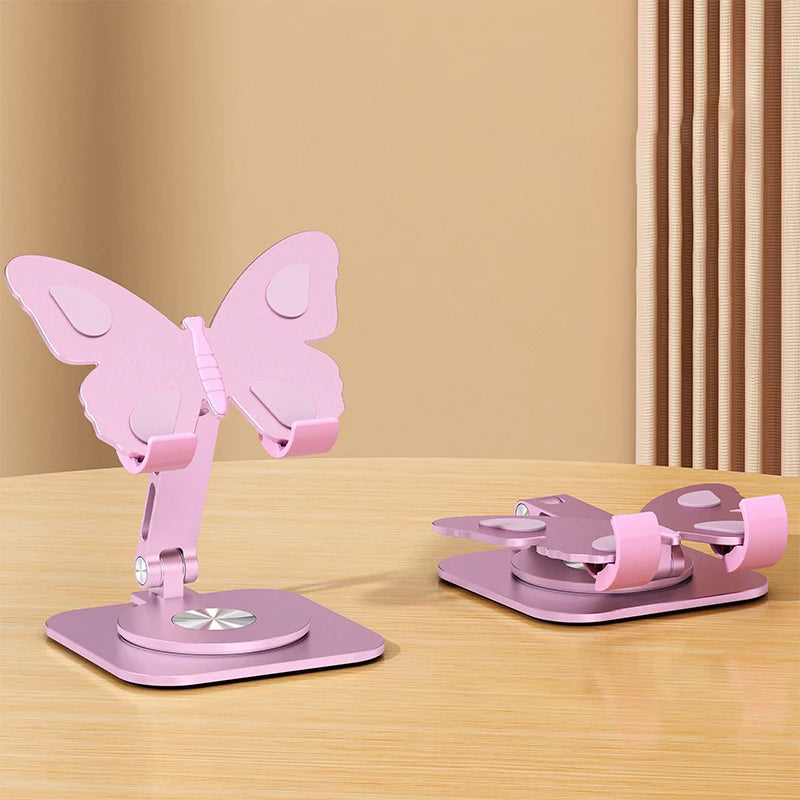 Aluminum Alloy Mobile Phone Holders Butterfly 360 Degree Rotating Mobile Phone Stand Foldable Adjustable Tablet Stand
