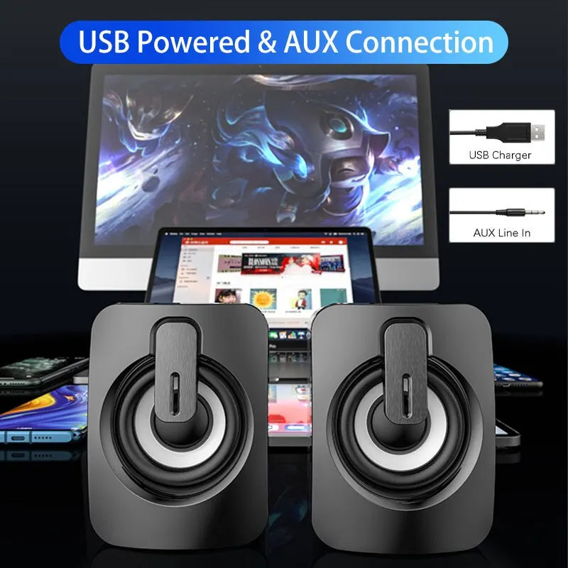 Mini Computer Speaker Stereo Sound With Microphone 3.5mm AUX Cable Home Office Speaker For Desktop Notebook Computer Loudspeaker