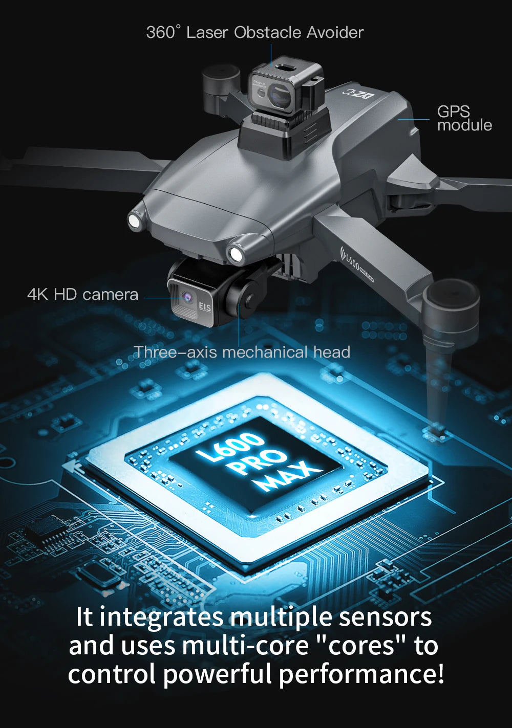 L600 PRO / PRO MAX Drone 4K Profesional Dual Camera 3-axis Gimbal Brushless Obstacle Avoidance WiFi FPV Dron RC Quadcopter Toys