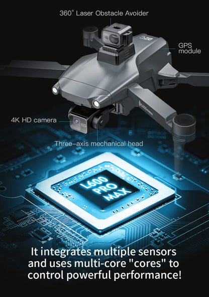 L600 PRO / PRO MAX Drone 4K Profesional Dual Camera 3-axis Gimbal Brushless Obstacle Avoidance WiFi FPV Dron RC Quadcopter Toys