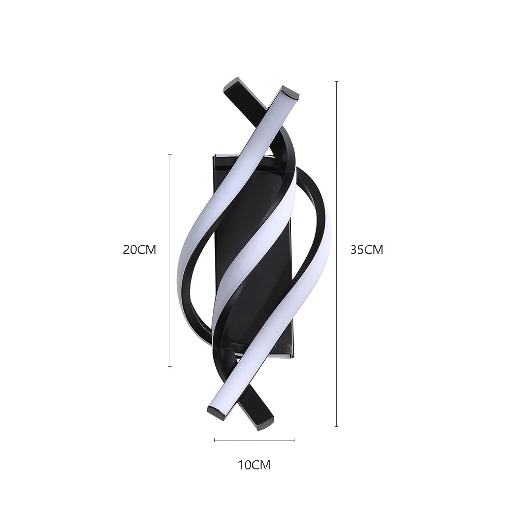 Modern LED Wall Lamp Curved Spiral 2 Pieces Lamps Bedroom Bedside Corridor Living Room Staircase Corridor Home Decor Led Lights