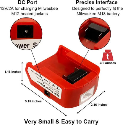 Adapter LED Light Working Lamp Flashlight Torch USB Mobile Phone Charger DC 12V Output For Milwaukee 18V Li-ion Battery M18