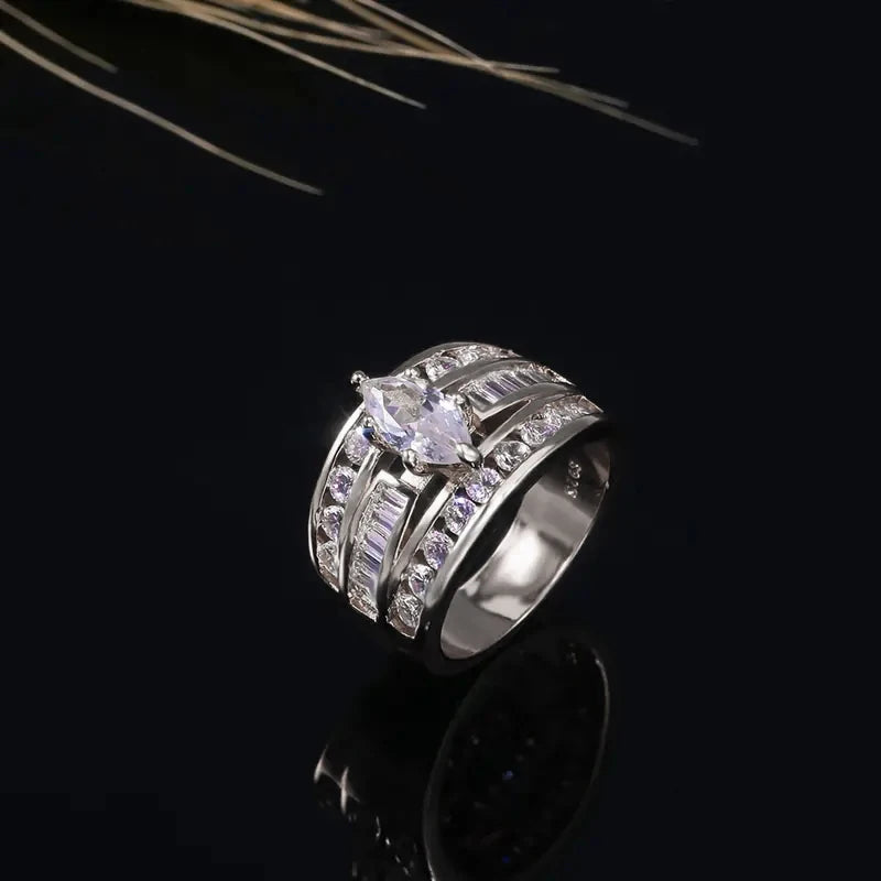 Luxury Marquis Cut Droplet Ring Women&