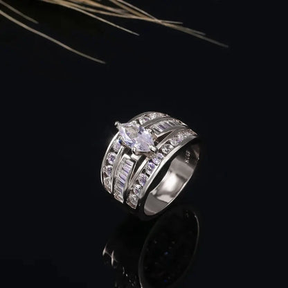 Luxury Marquis Cut Droplet Ring Women&