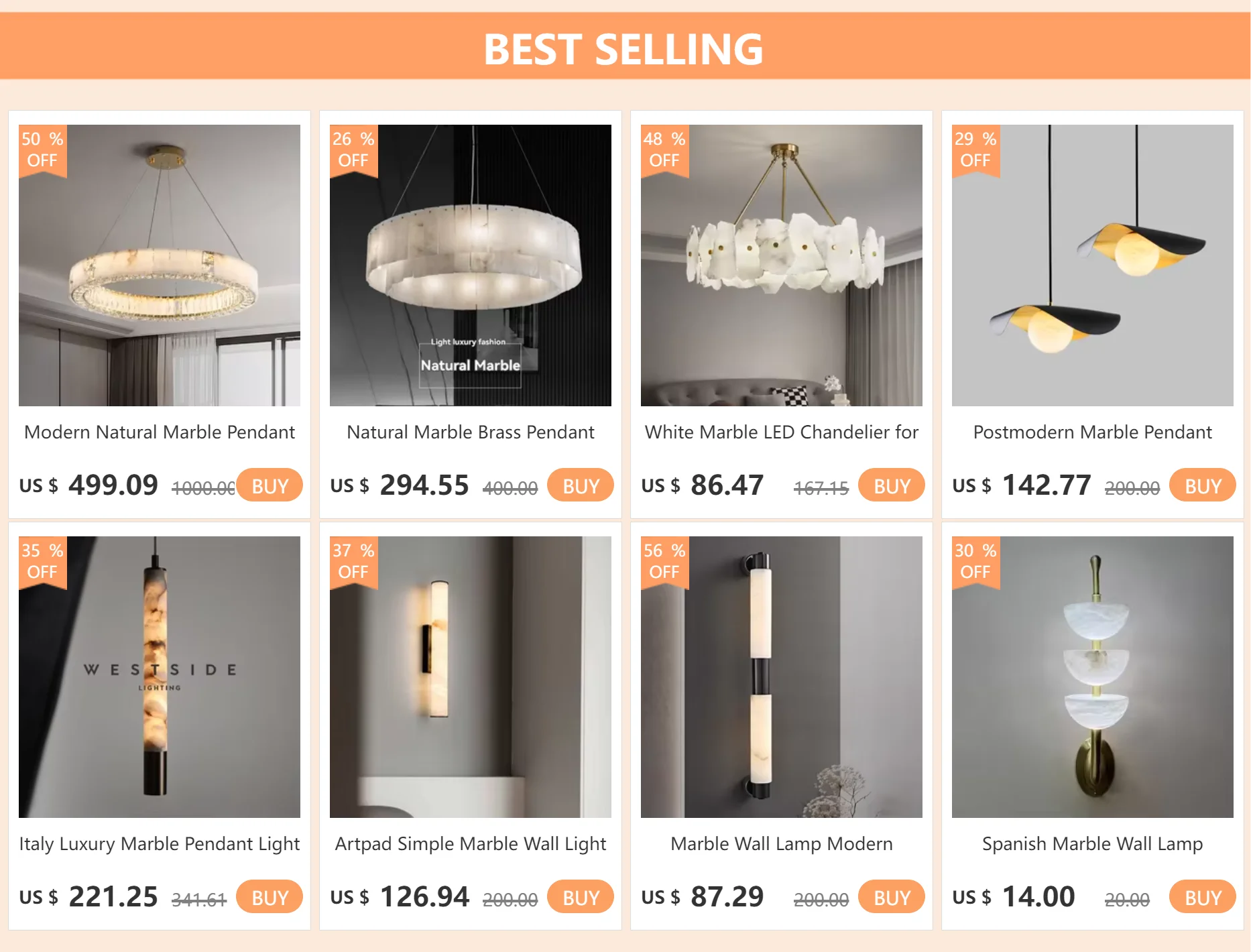 Natural Marble Wall Lamp Minimalist Living Room Bedroom TV Background Wall Light Entrance Hallway American Style Bedside Lamps