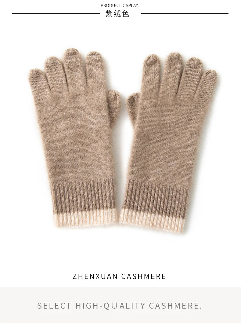 Winter Cashmere Gloves for Women Warm Touch Screen Gloves Cold Protection Full Finger Mittens Outdoor Cycling Thick Glove