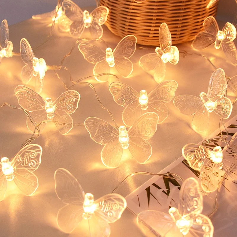 1.5M 10LED Butterfly Lights String Battery Outdoor Fairy Night Lamp Room Garland Curtain Girls Brithday Wedding Party Decoration