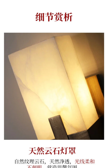Natural Marble Wall Lamp Minimalist Living Room Bedroom TV Background Wall Light Entrance Hallway American Style Bedside Lamps