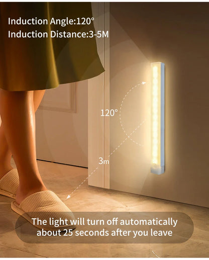 Motion Sensor Light Wireless Rechargeable LED Night Light Wardrobe Closet Cabinet Lamp Staircase Kitchen Backlight 10/20/30/50cm