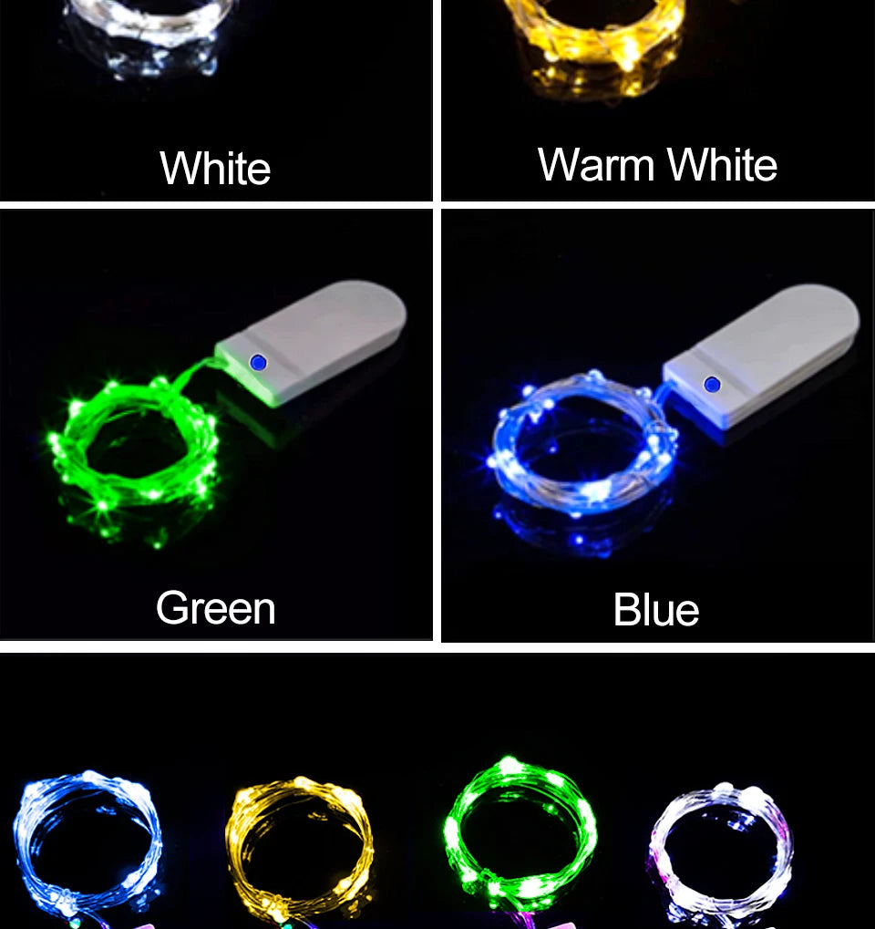 3 Modes 1M 2M 3M 5M Led Fairy Lights Copper Wire String Holiday Outdoor Lamp Garland For Christmas Tree Wedding Party Decoration