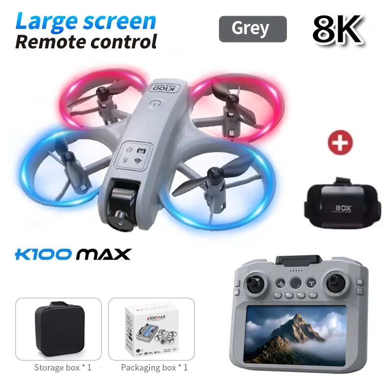 K100 MAX HD 8K Drone With Dual Cameras Obstacle Avoidance Optical Flow Professional Aerial Photography Video For Kid Adults Gift