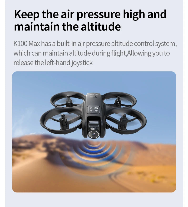 K100 MAX HD 8K Drone With Dual Cameras Obstacle Avoidance Optical Flow Professional Aerial Photography Video For Kid Adults Gift