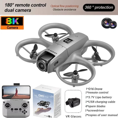 D16 Drone 8K HD With FPV Dual Camera RC Brushless Power Motor 5G WIFI Smart Obstacle Avoidance Profesional Aerial Quadcopter Toy