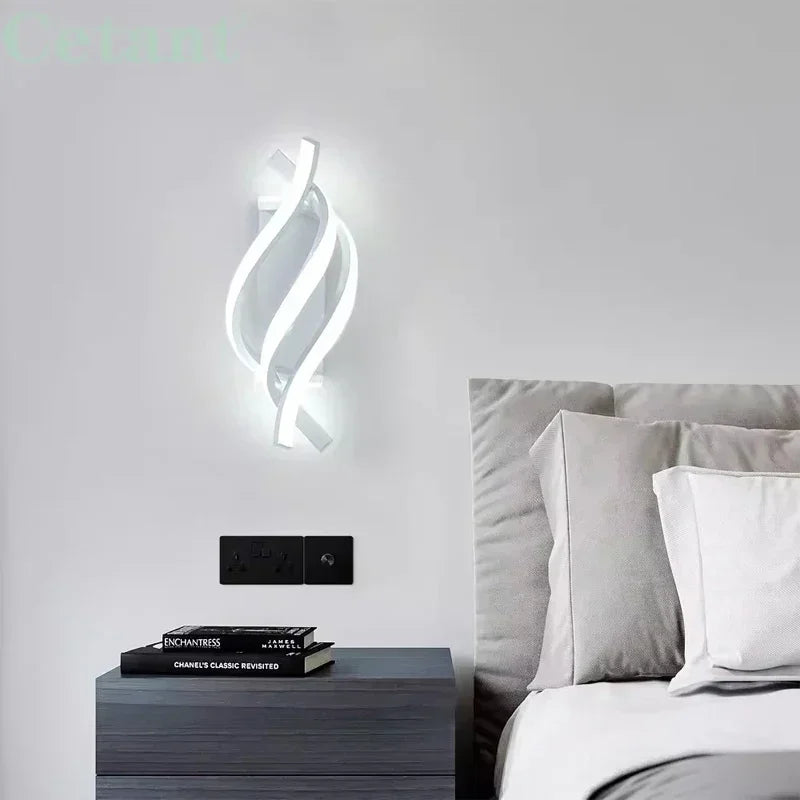 Modern LED Wall Lamp Curved Spiral 2 Pieces Lamps Bedroom Bedside Corridor Living Room Staircase Corridor Home Decor Led Lights