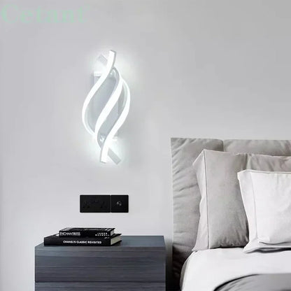 Modern LED Wall Lamp Curved Spiral 2 Pieces Lamps Bedroom Bedside Corridor Living Room Staircase Corridor Home Decor Led Lights