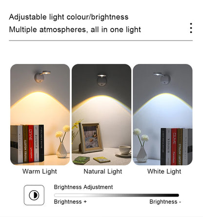 LED Wall Lamp USB Charging Wirelessly Dimmable Motion Sensor Living Room Bedroom Bedside Decoration Spotlights Night Wall Light