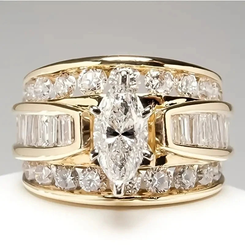 Luxury Marquis Cut Droplet Ring Women&