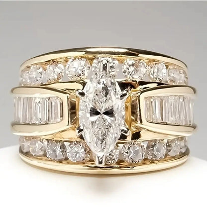 Luxury Marquis Cut Droplet Ring Women&