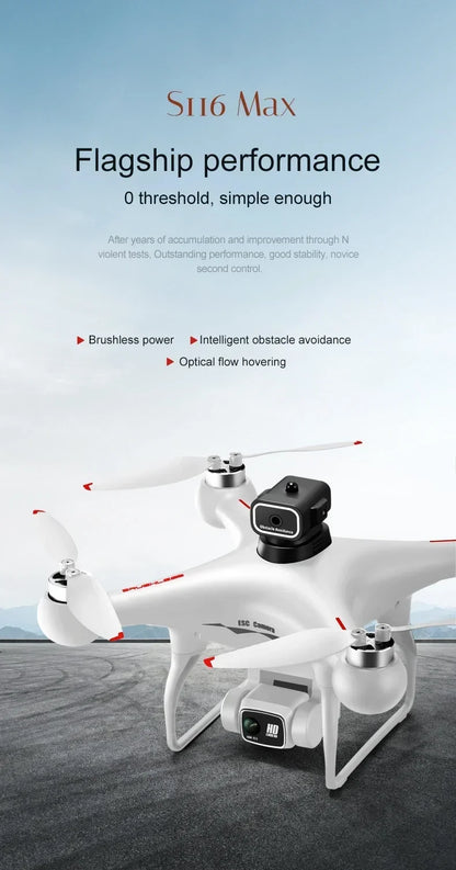 2025 New S116 MAX 8K Drone 3 Batteries+WIFI FPVDual Camera Ptical Flow 360° Obstacle Avoidance Brushless Motor RC Quadcopter