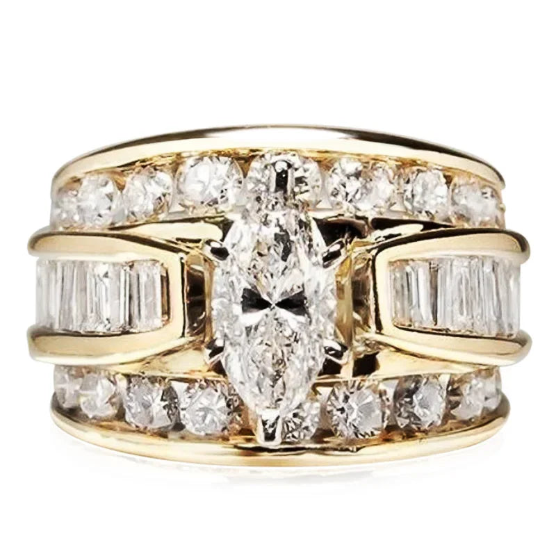 Luxury Marquis Cut Droplet Ring Women&